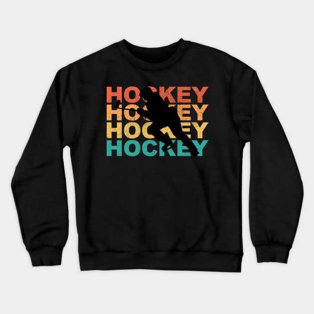 Retro Hockey Gift For Hockey Players Crewneck Sweatshirt by DragonTees